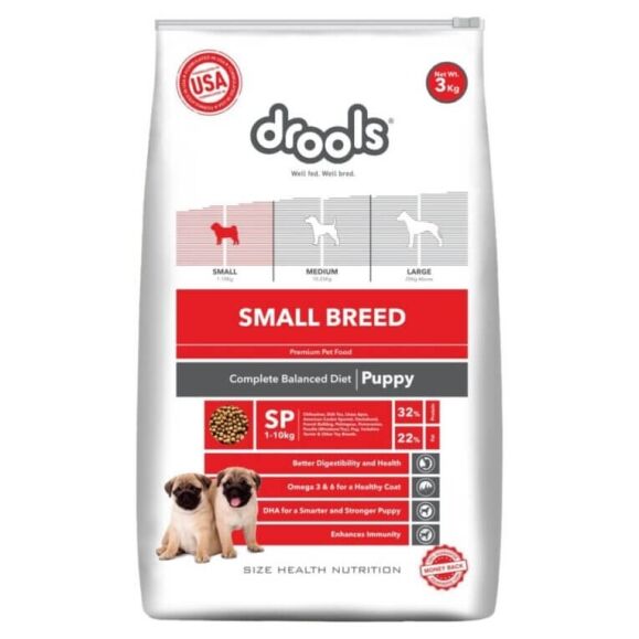 דרולס מזון פרימיום יבש מלא לגורי כלבים - כלבים גזע קטן 3 ק"ג