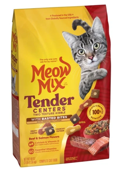 שק מזון לחתולים מיאו מיקס בטעמי בקר וסלמון 1.3 ק"ג