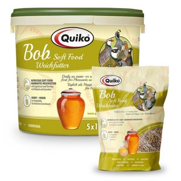 Quiko Bob מזון ביצים קוויקו לעופות קרקע פסיונים ו שלווים דלי 5 ק"ג